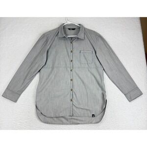 The North Face Womens Button Down Shirt Gray Long‎ Sleeve Large Cotton Blend